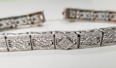 Filigranes "Belly"-Armband im Art-déco-Stil aus 14 Karat Gold mit Diamanten n Saphiren