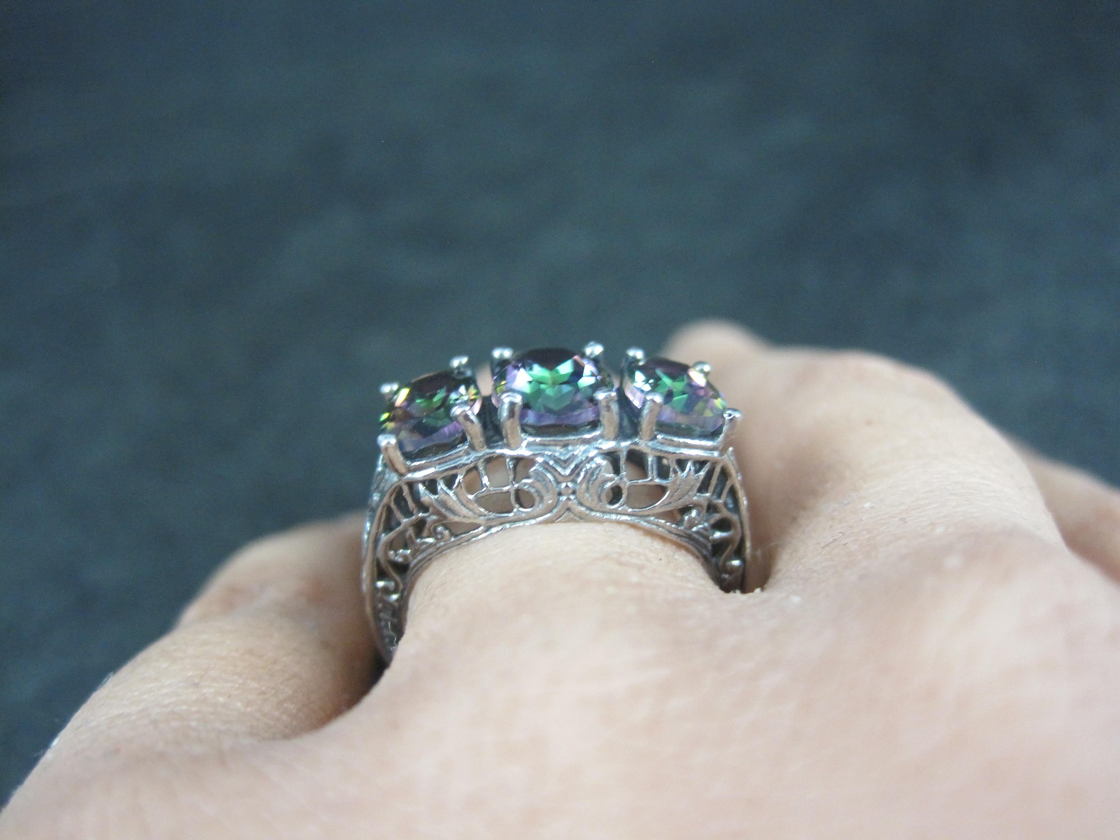 Anello in stile Art Deco con filigrana e topazio mistico, misura 6 in vendita 5