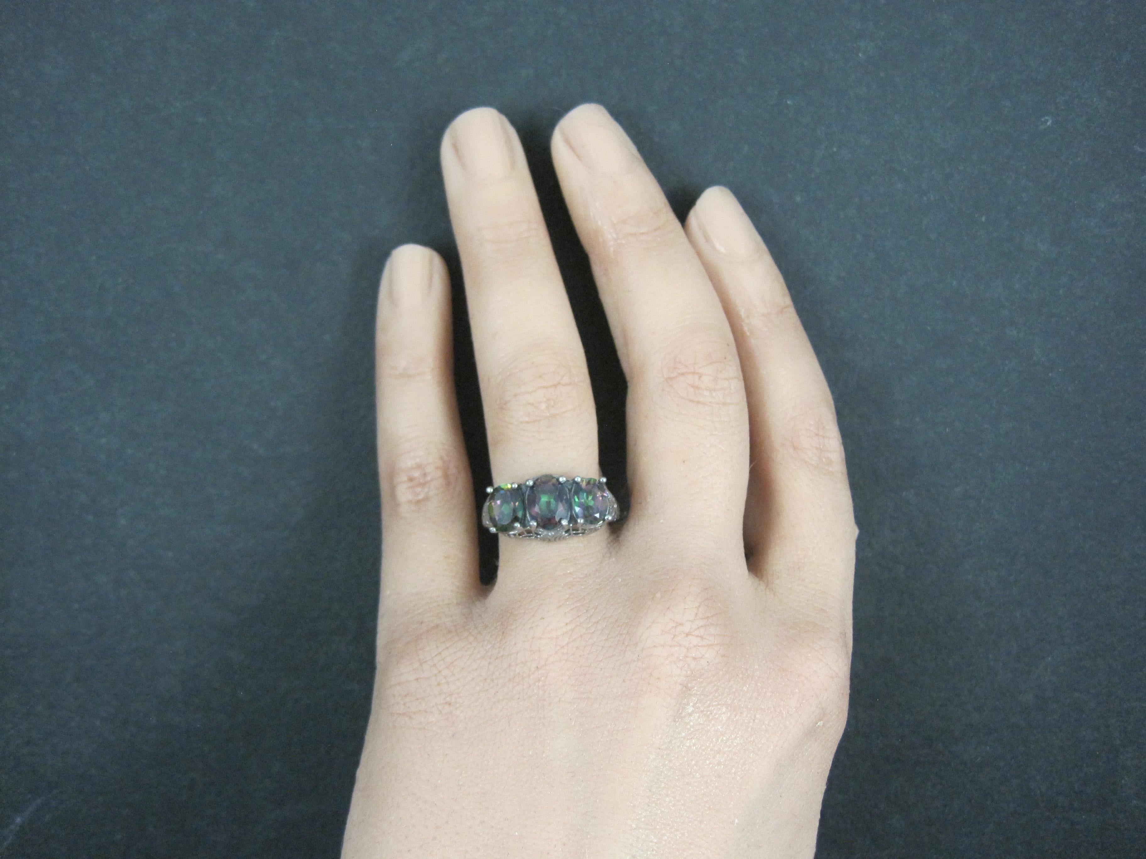 Anello in stile Art Deco con filigrana e topazio mistico, misura 6 in vendita 6