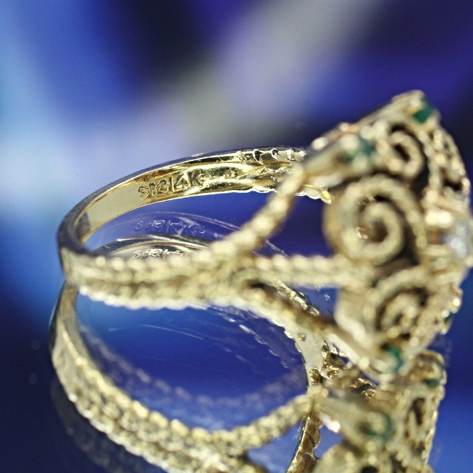 Art Deco Style Filigree Ring with Round Cut In Excellent Condition For Sale In Los Angeles, CA