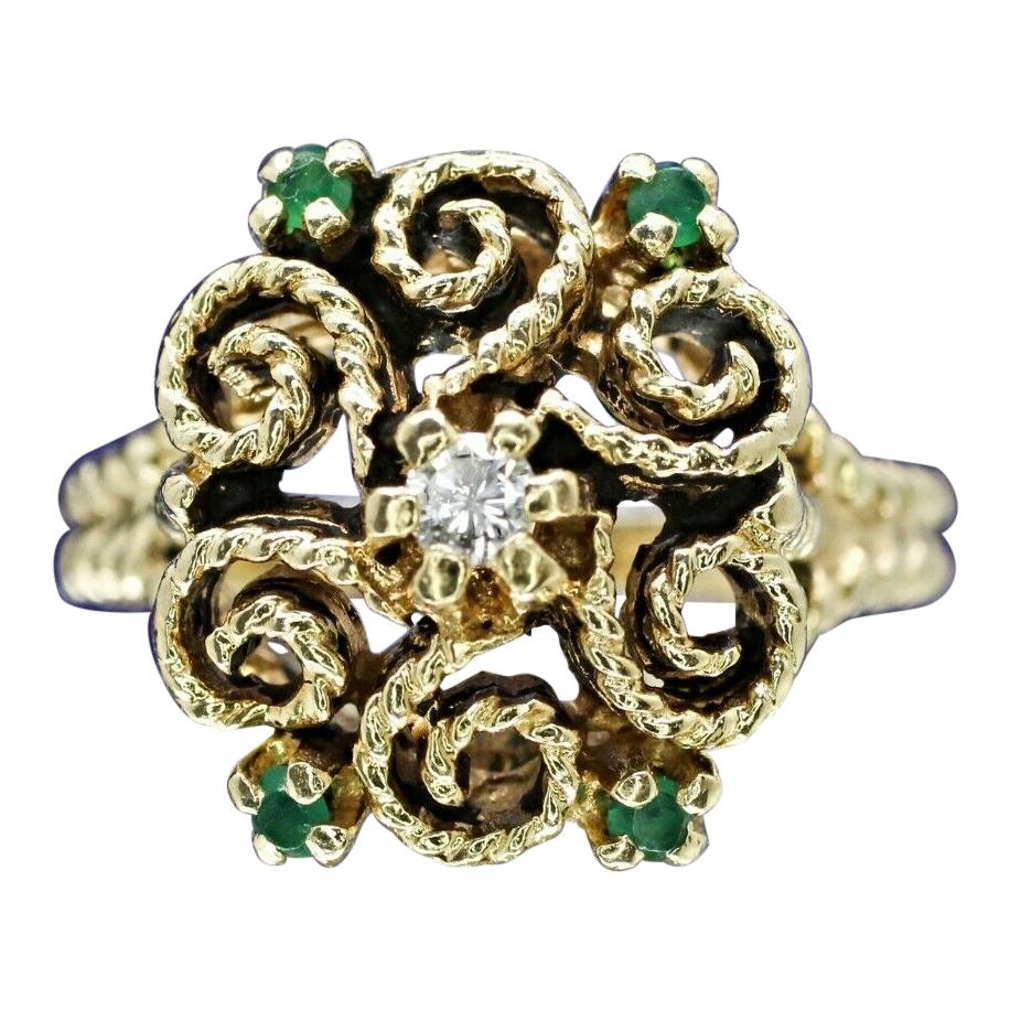 Art Deco Style Filigree Ring with Round Cut For Sale