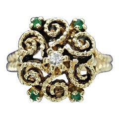 Art Deco Style Filigree Ring with Round Cut