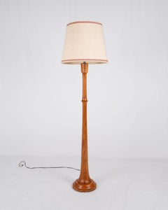 Art Deco style floor lamp in turned cherry wood, made in France, 1950s