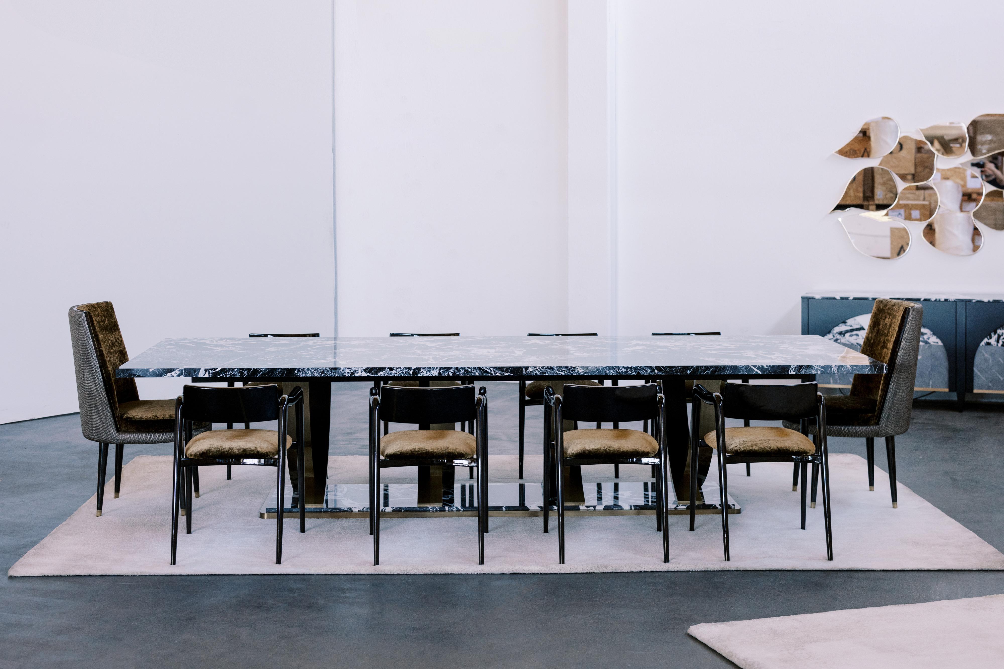 Table de salle à manger Fontaine en ébène de Macassar faite à la main Portugal Greenapple en vente 6