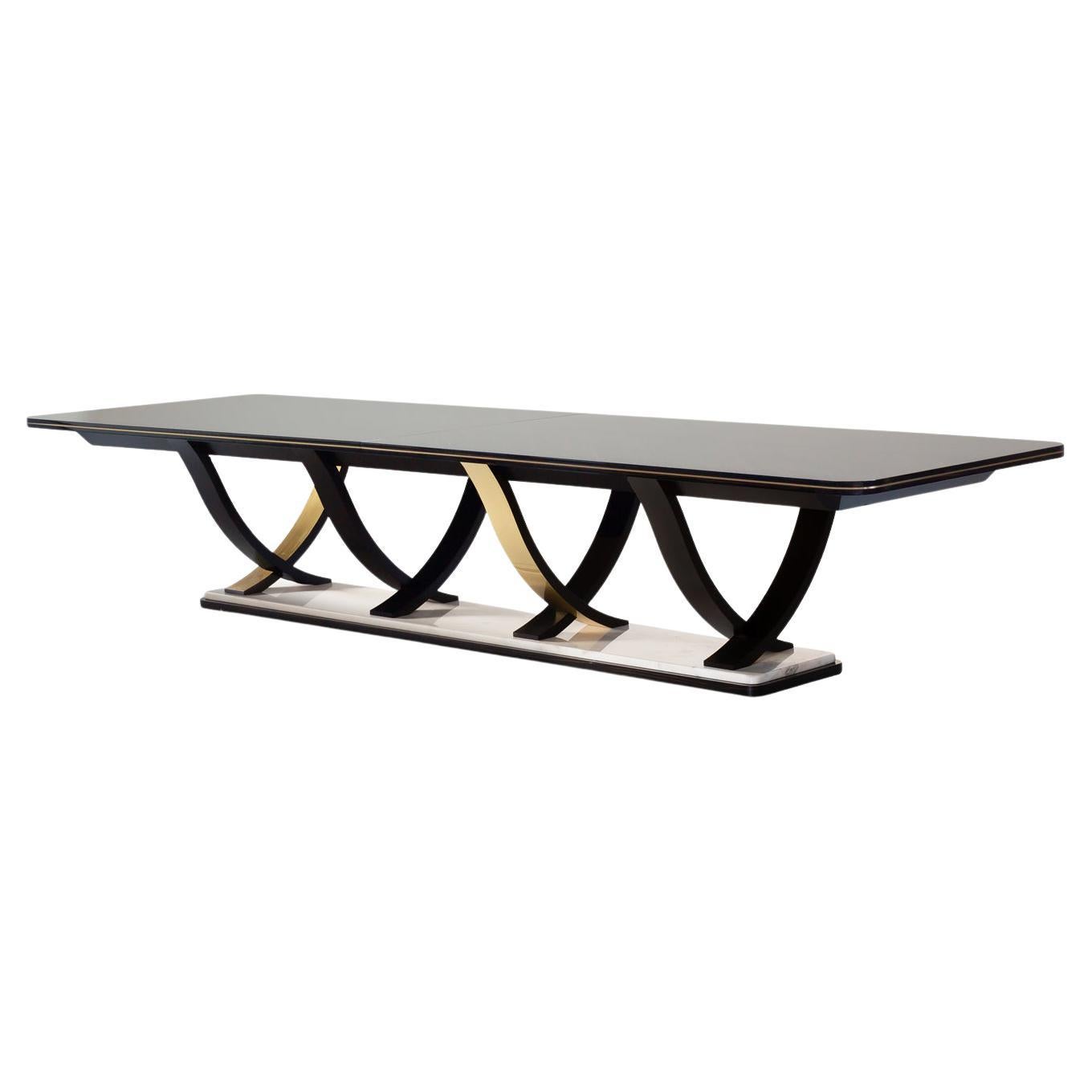 Mesa de Comedor Fontaine Estilo Art Déco Ébano de Macasar Hecho a Mano Portugal Greenapple