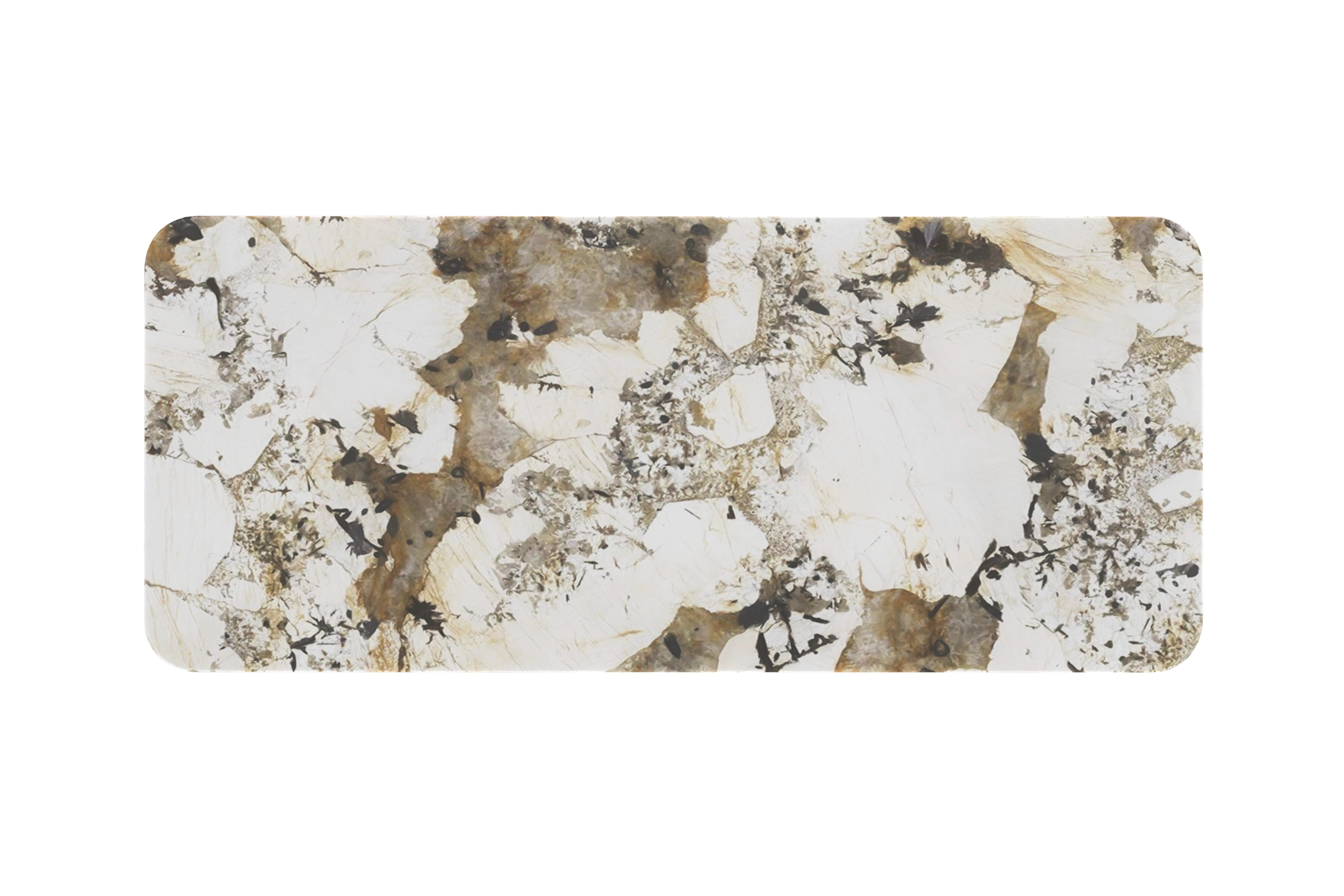 Portuguese Art Deco Style Fontaine Dining Table Patagonia Granite Handmade by Greenapple For Sale