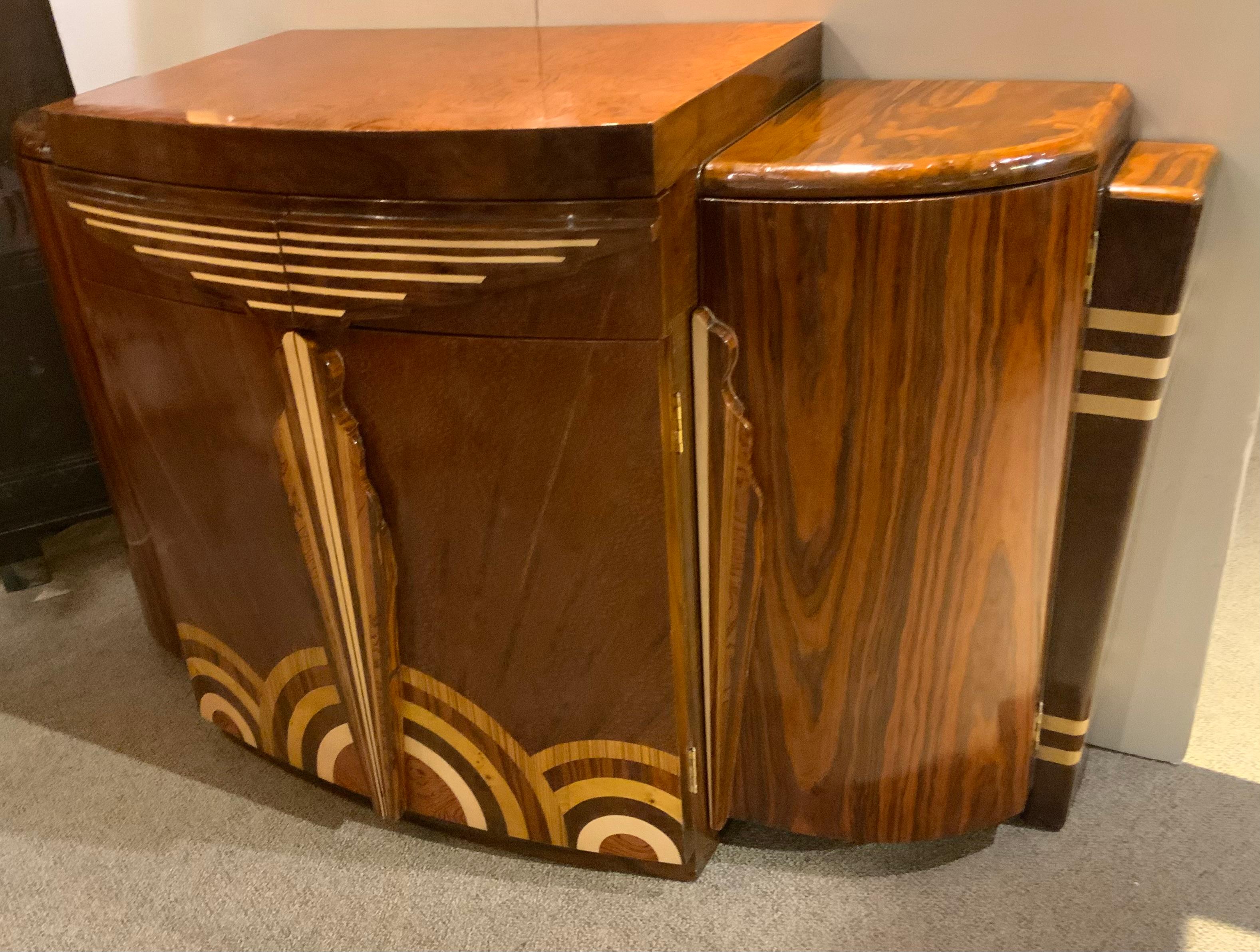 Art Deco Style four door bar with inlaid wood 4