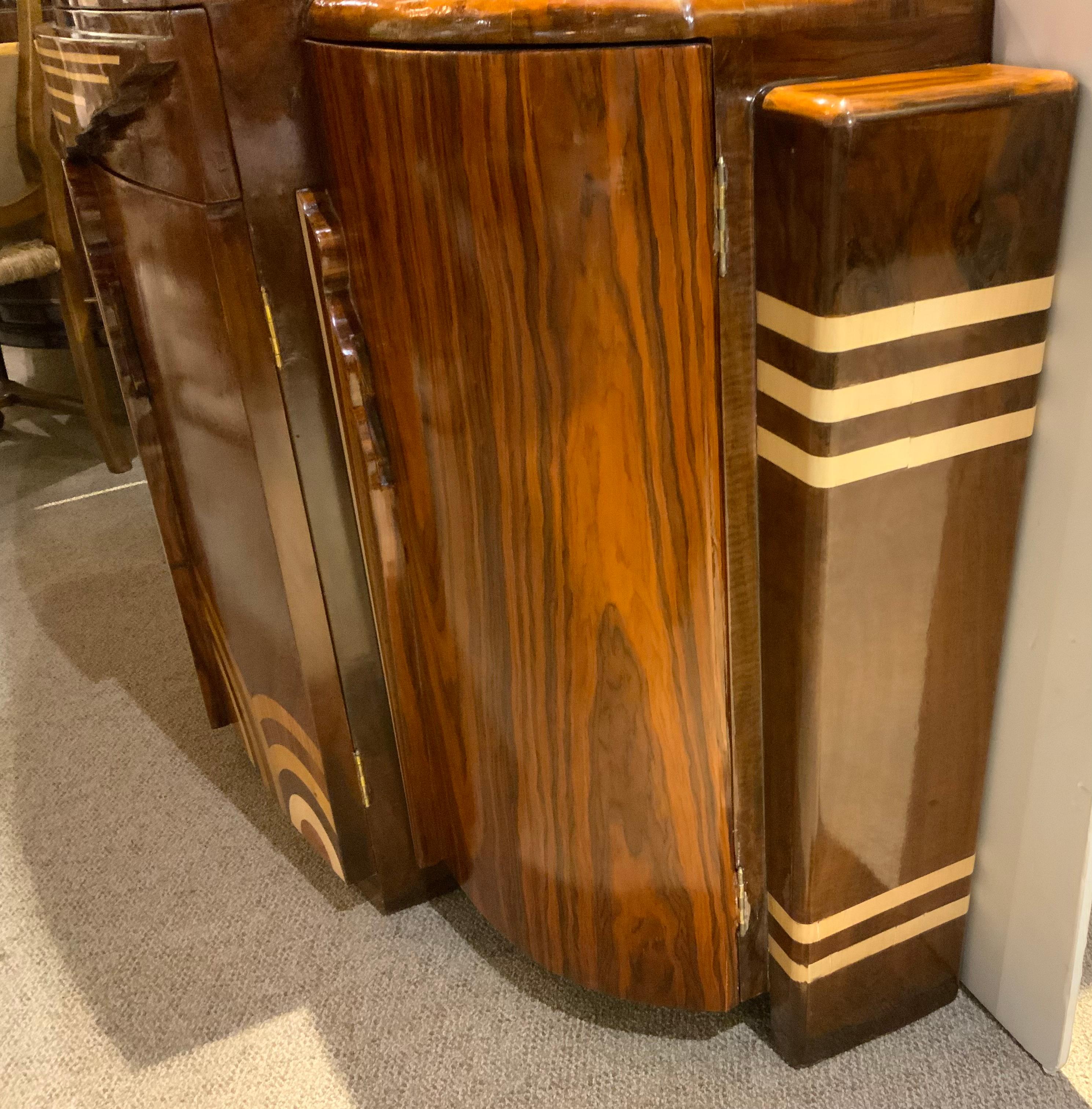 Art Deco Style four door bar with inlaid wood 5