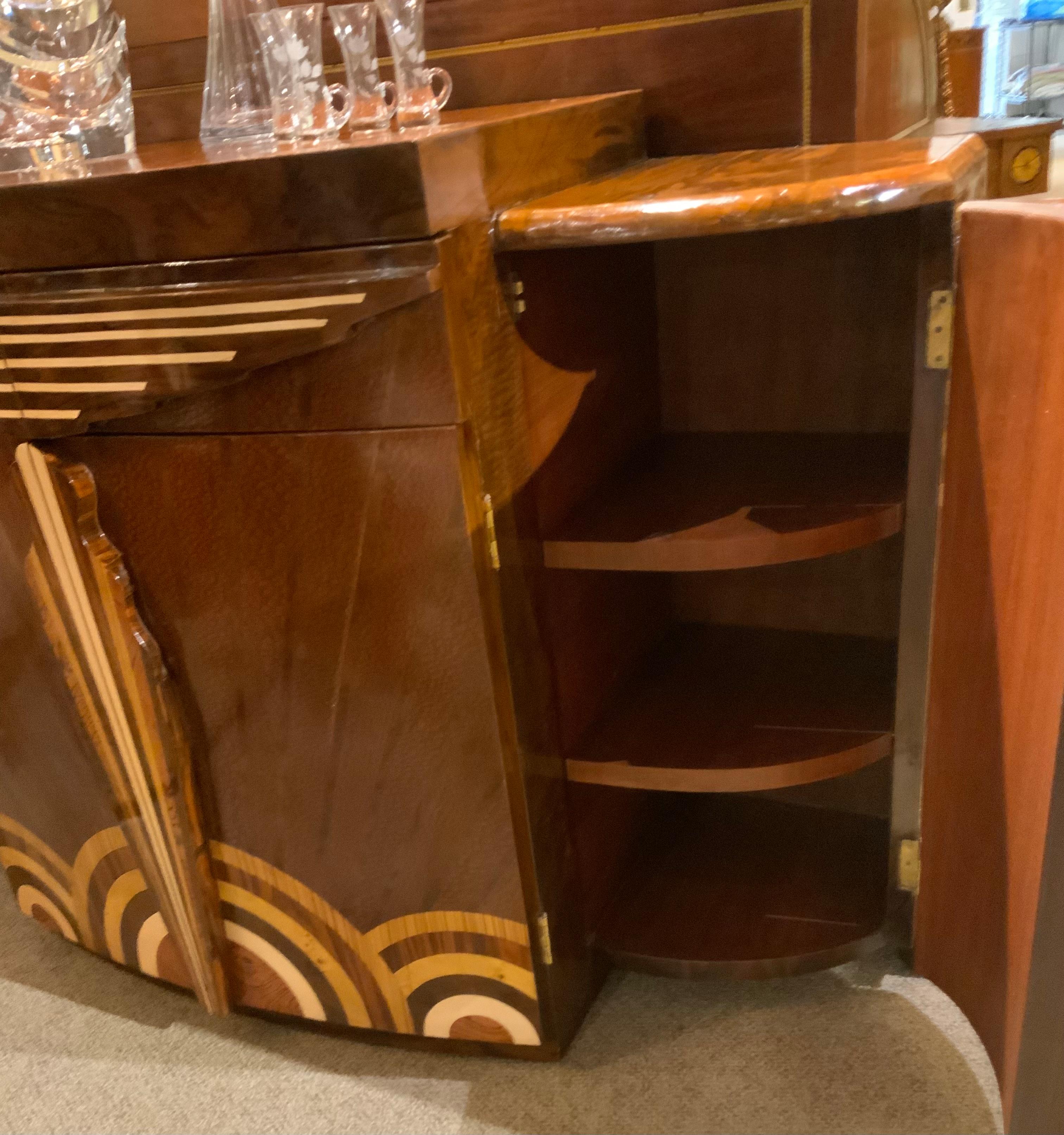 Art Deco Style four door bar with inlaid wood 6