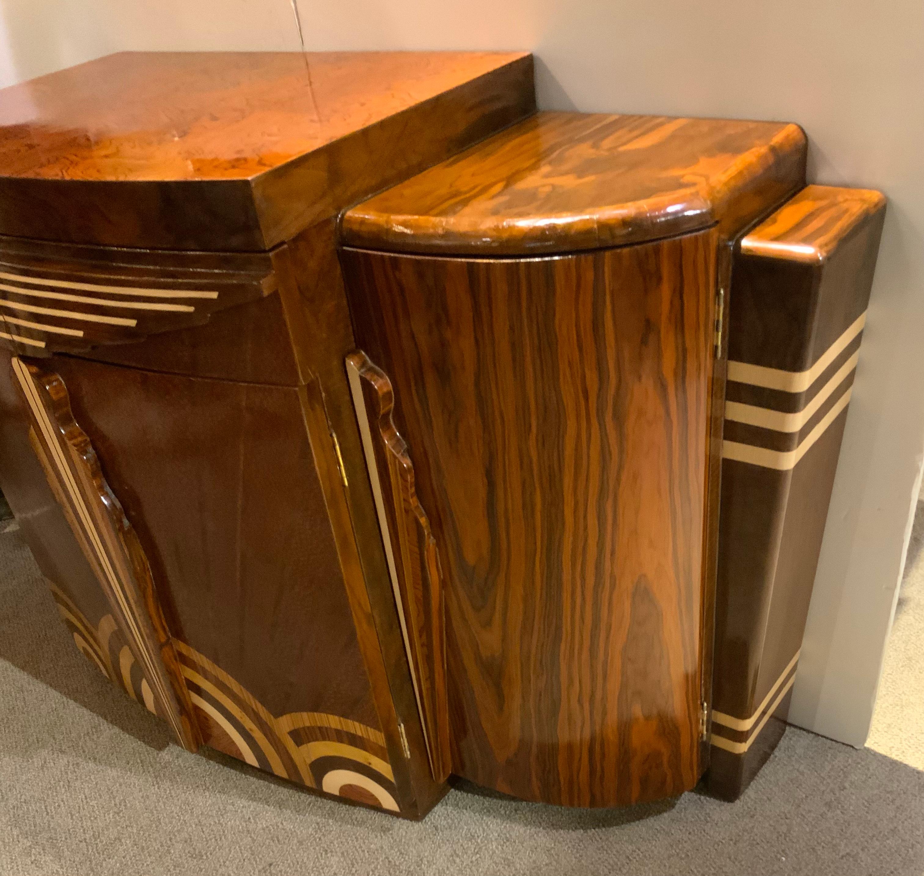 20th Century Art Deco Style four door bar with inlaid wood