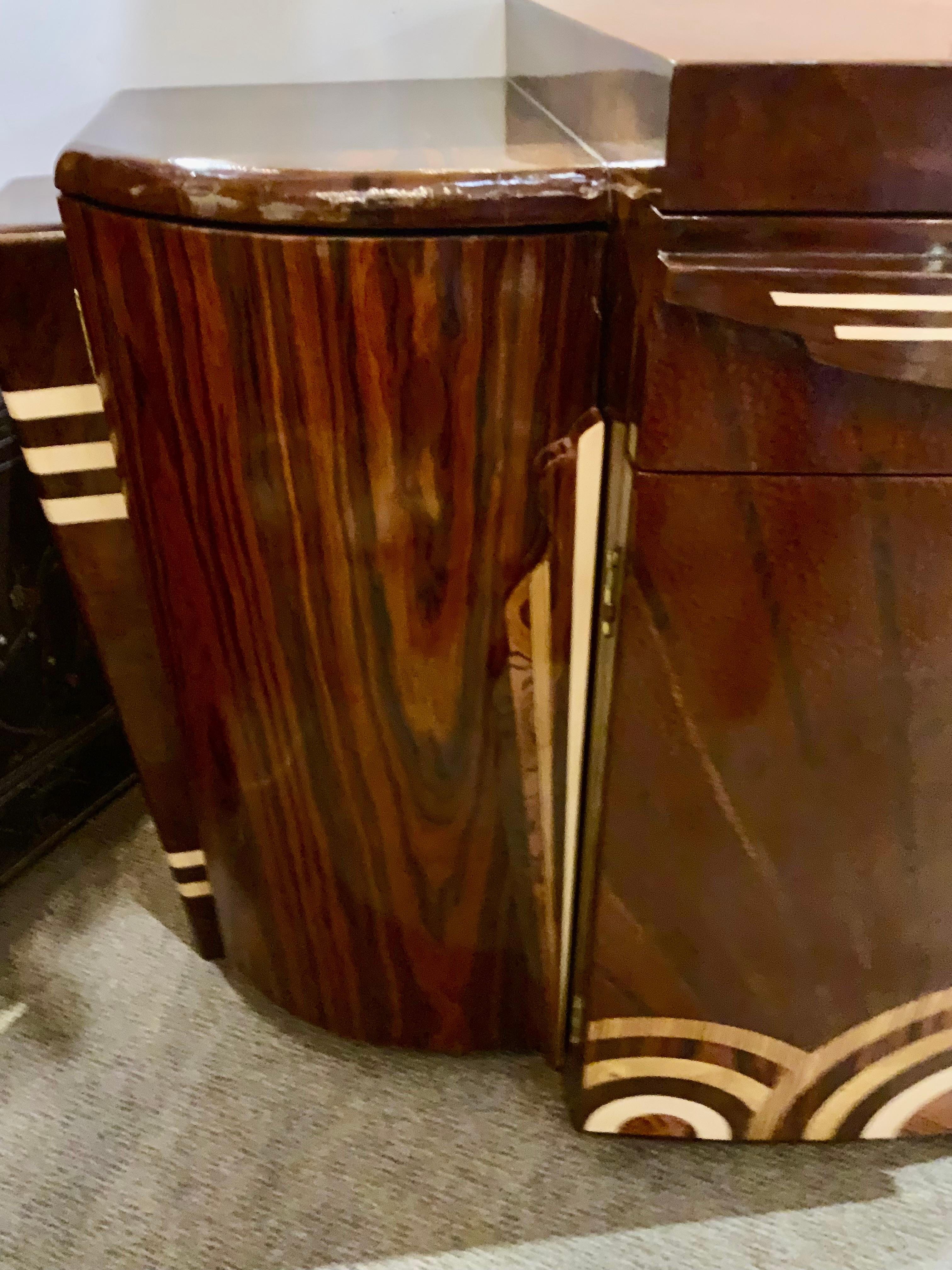 Art Deco Style four door bar with inlaid wood 1