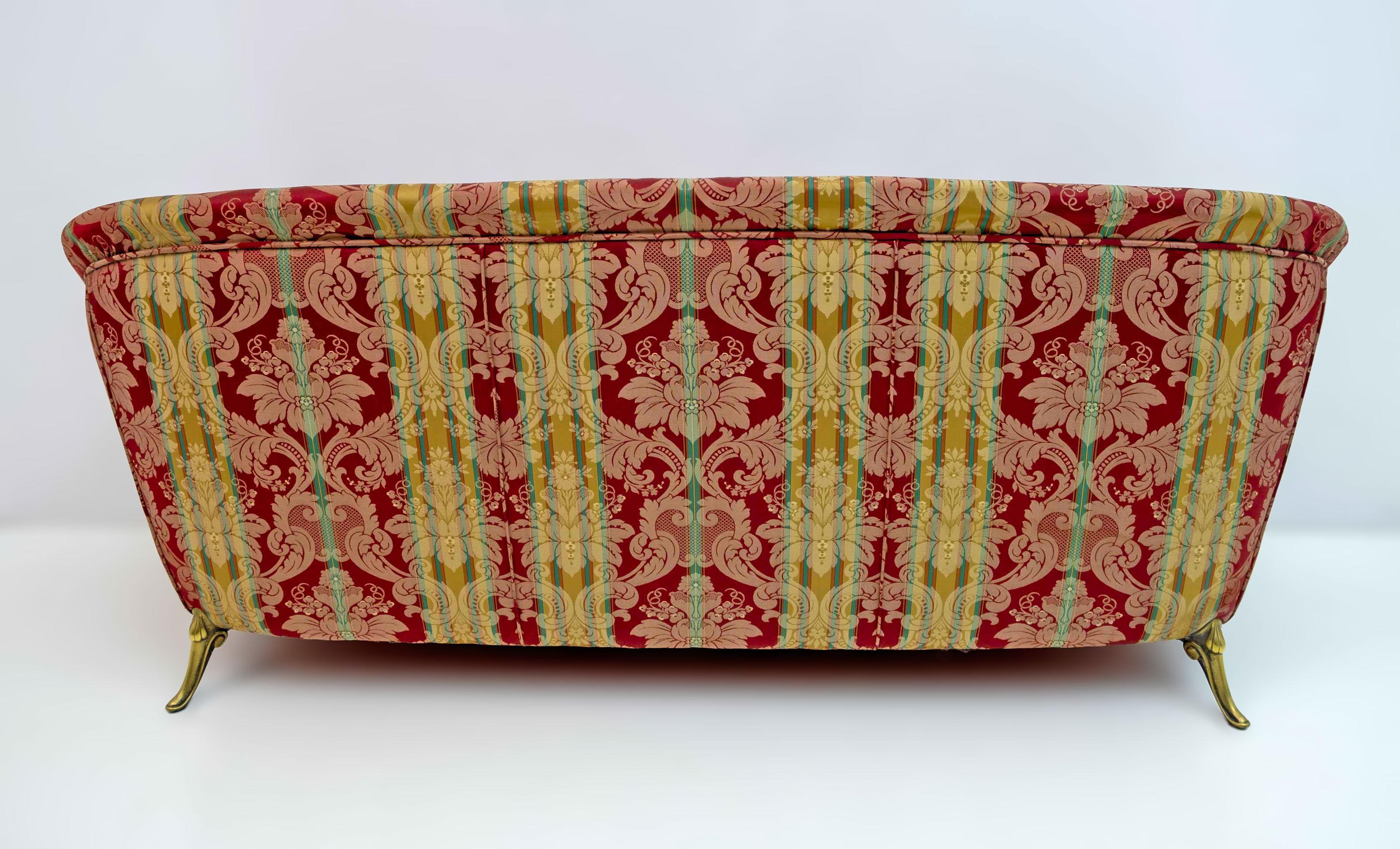 Art Dèco Style French Brass And Fabric Sofa, 1950s For Sale 4