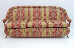 Art Dèco Style French Brass And Fabric Sofa, 1950s