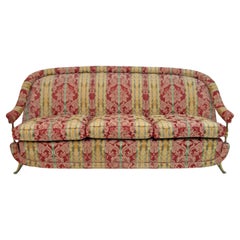 Vintage Art Dèco Style French Brass And Fabric Sofa, 1950s