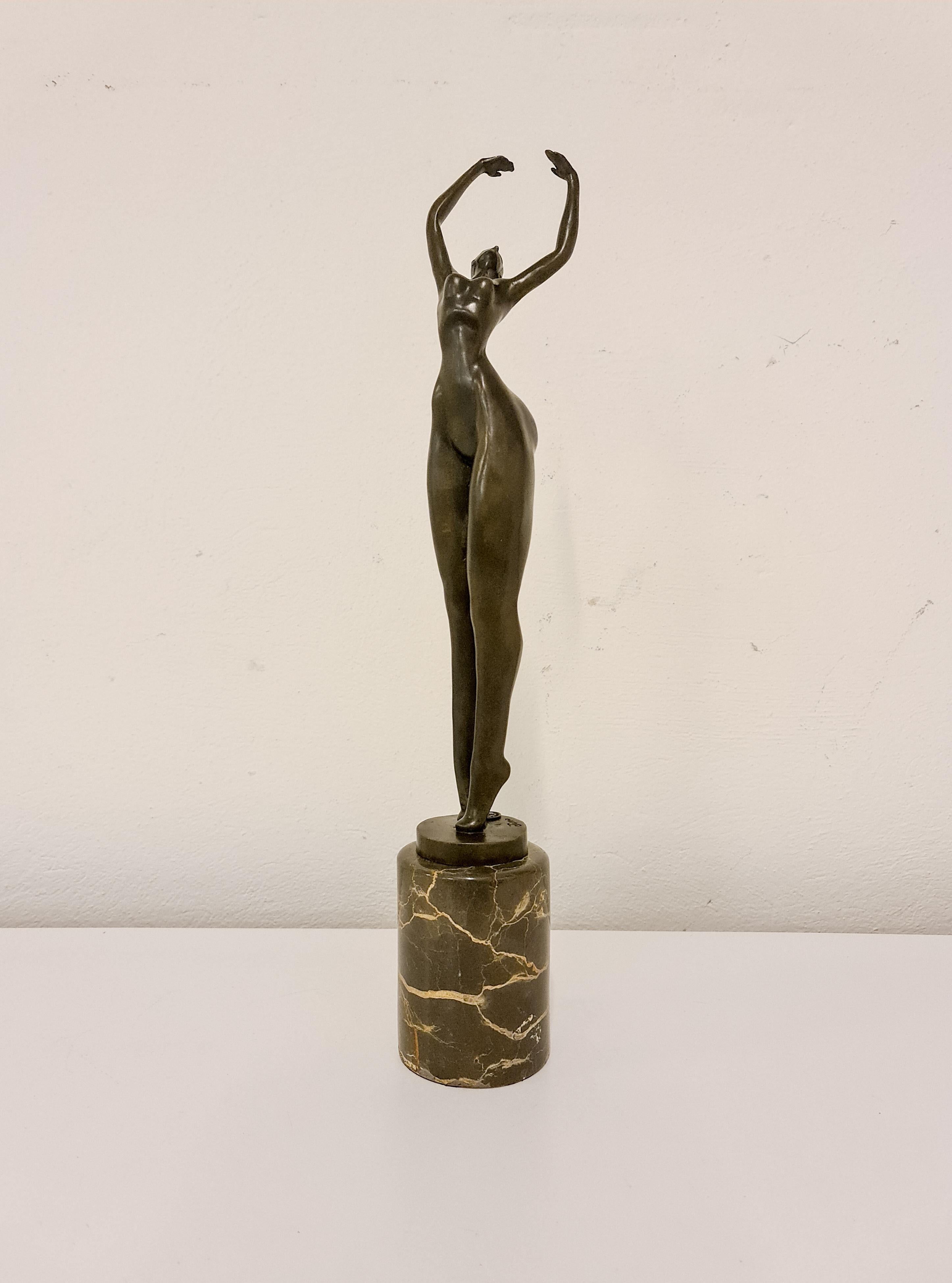 Danish Art Deco Style French Bronze Figurine Ballerina
