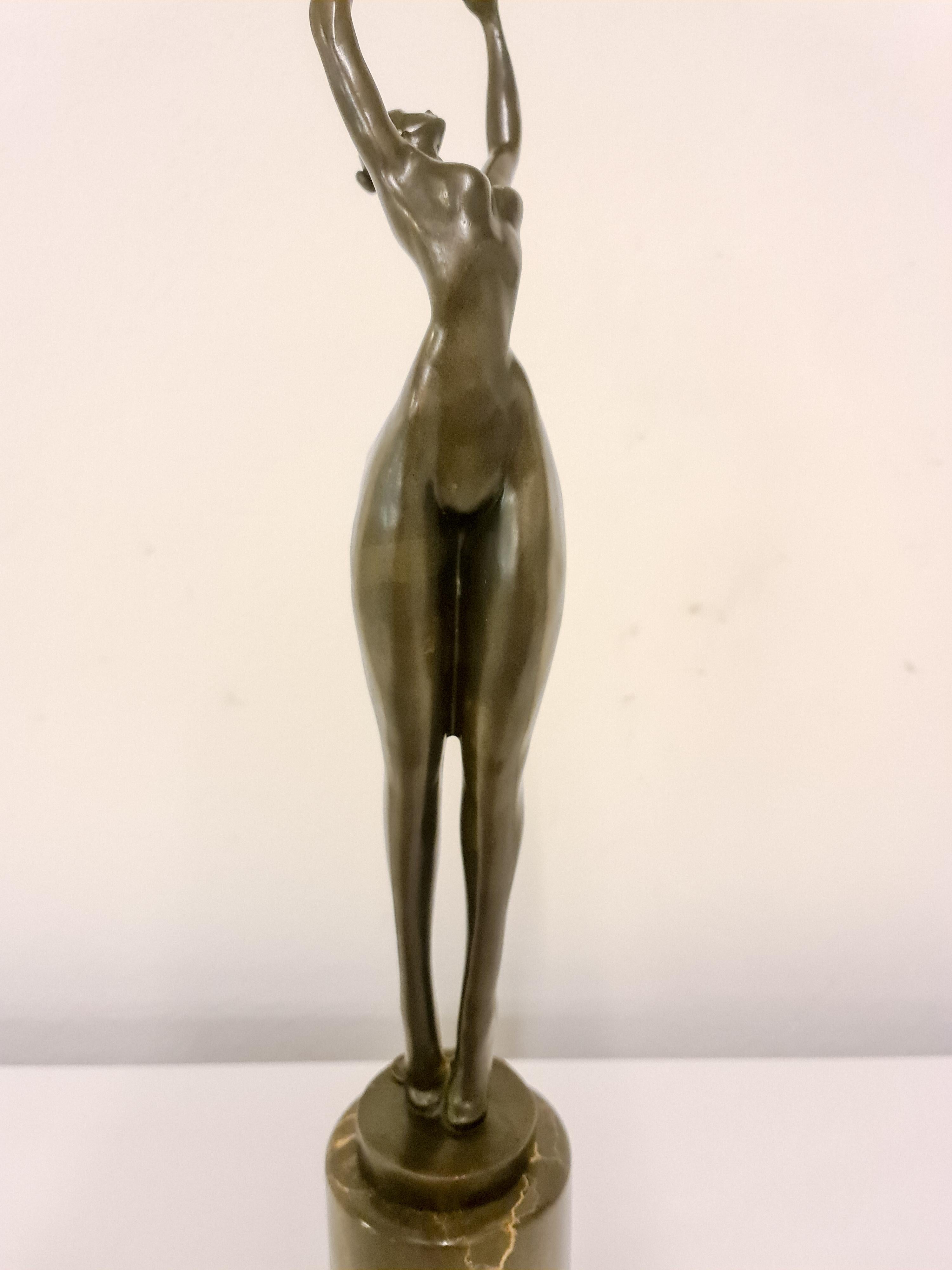 Late 20th Century Art Deco Style French Bronze Figurine Ballerina
