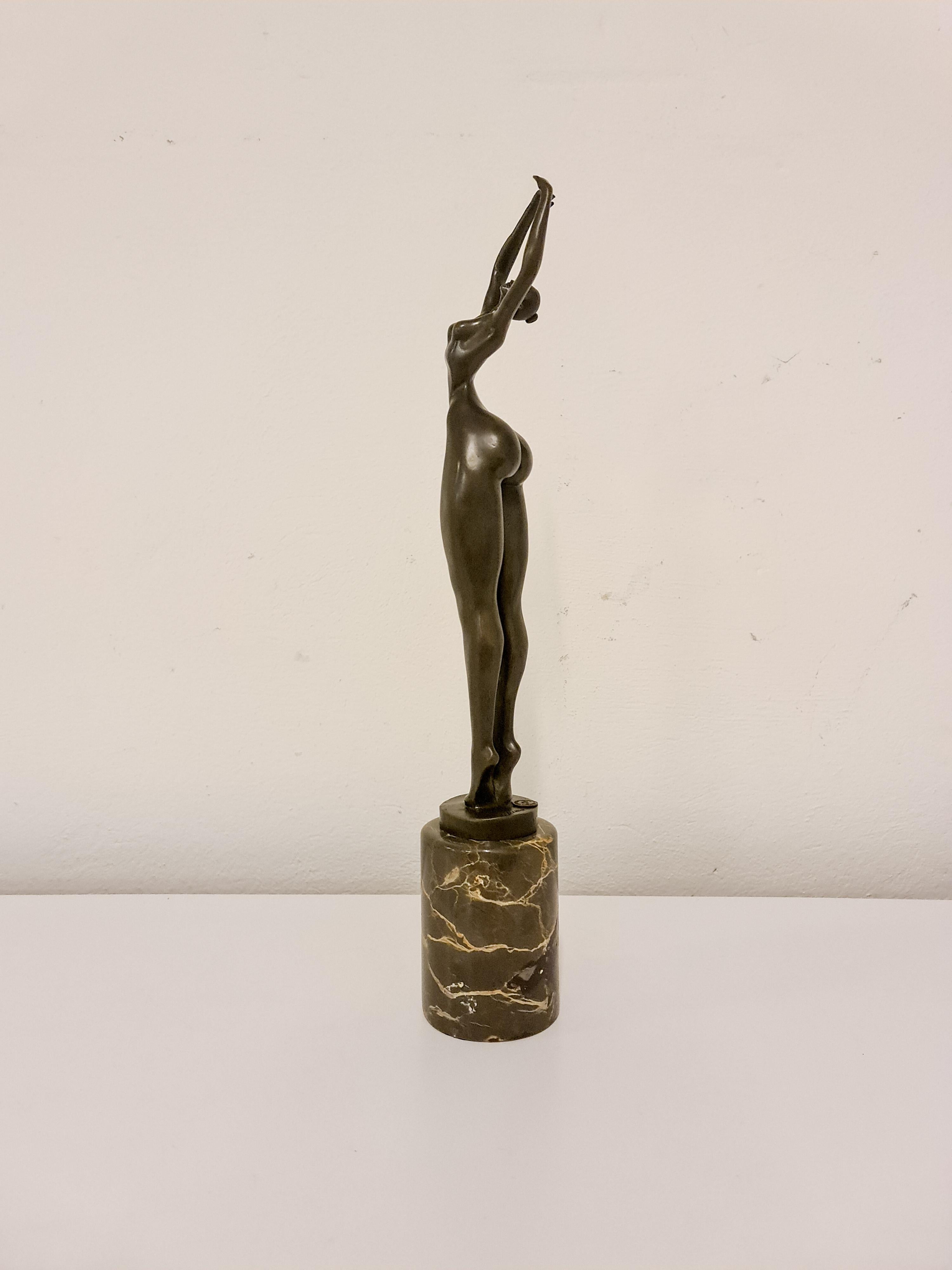 Brass Art Deco Style French Bronze Figurine Ballerina