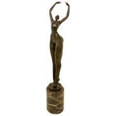 Retro Art Deco Style French Bronze Figurine Ballerina