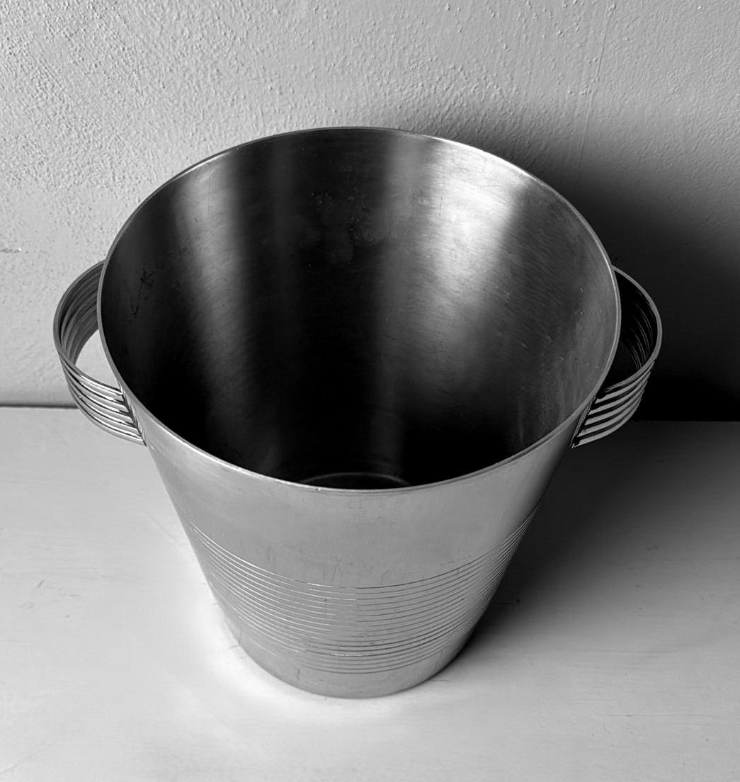Französischer Champagnerkübel im Art-déco-Stil aus 18/10 Edelstahl im Angebot 3