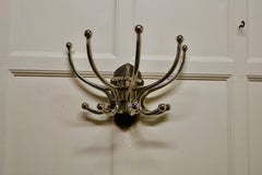Art Deco Style French Chrome Coat Rack, Hat and Coat Hooks