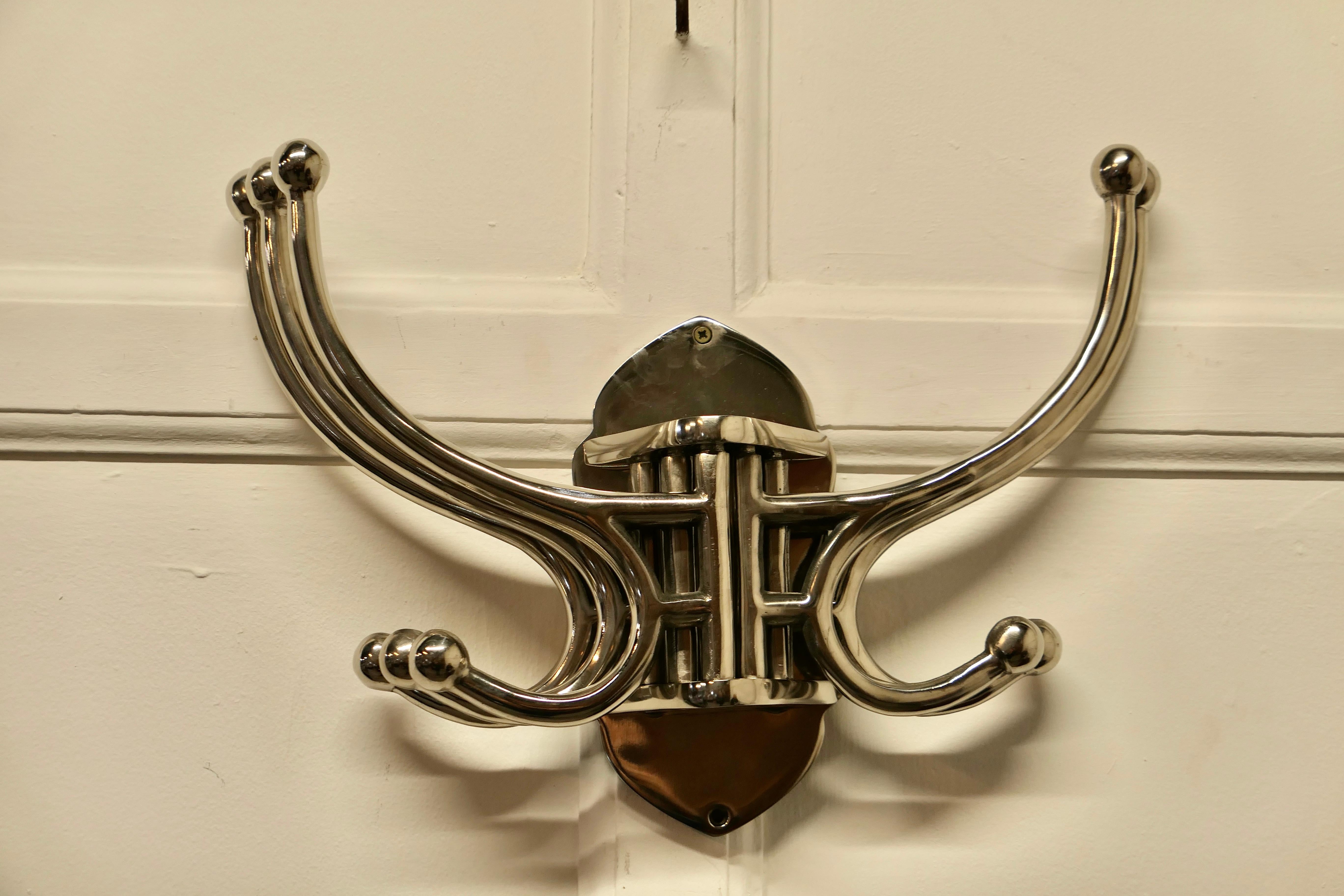 Art Deco Style French Chrome Coat Rack, Hat and Coat Hooks For Sale 1