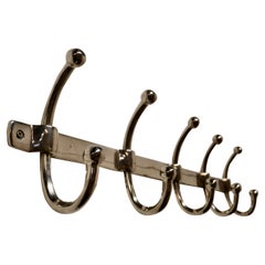 Art Deco Style French Chrome Coat Rack, Hat and Coat Hooks