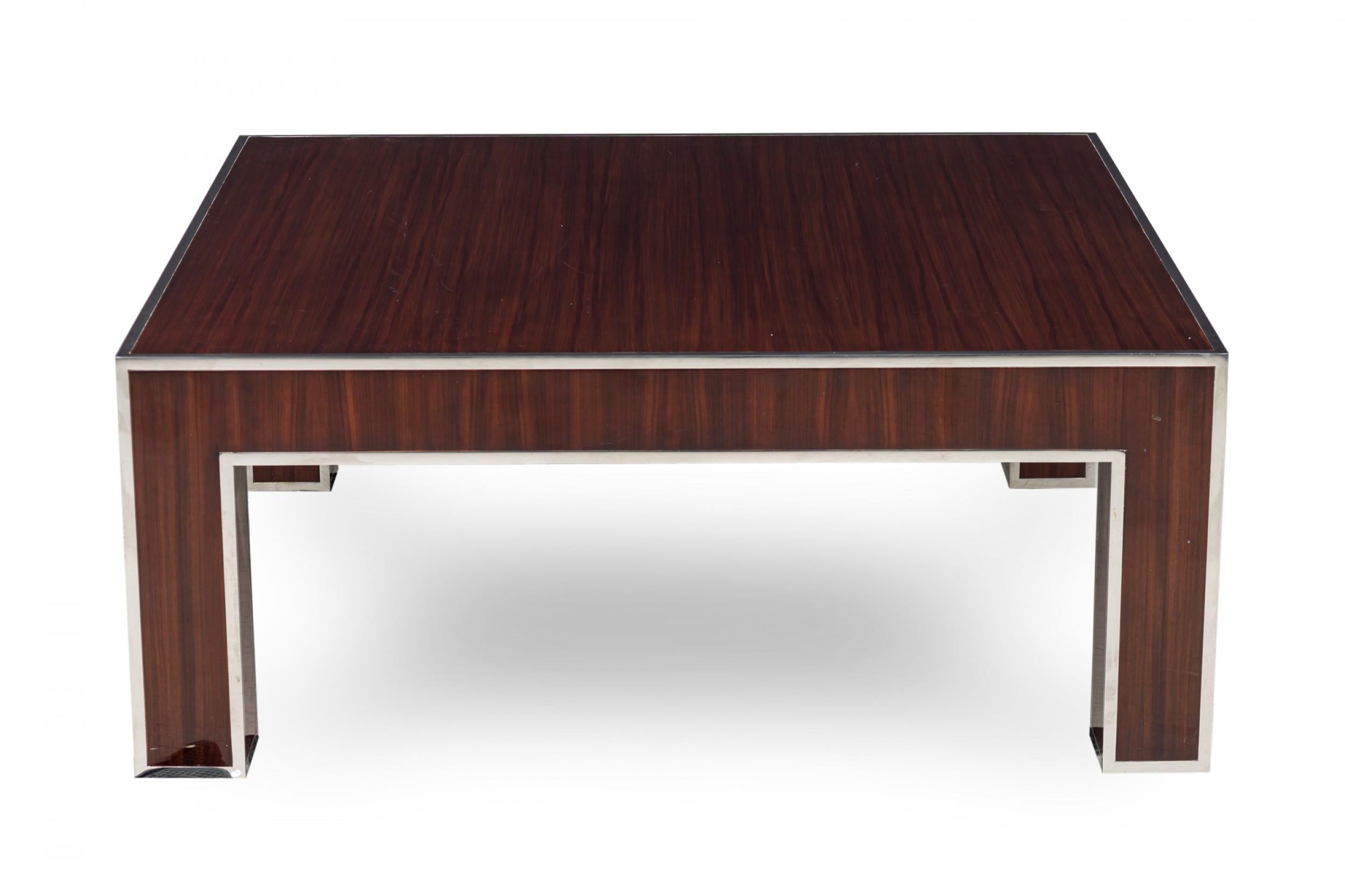 Français Table basse française de style Art Déco en ébène de Macassar et nickel poli en vente