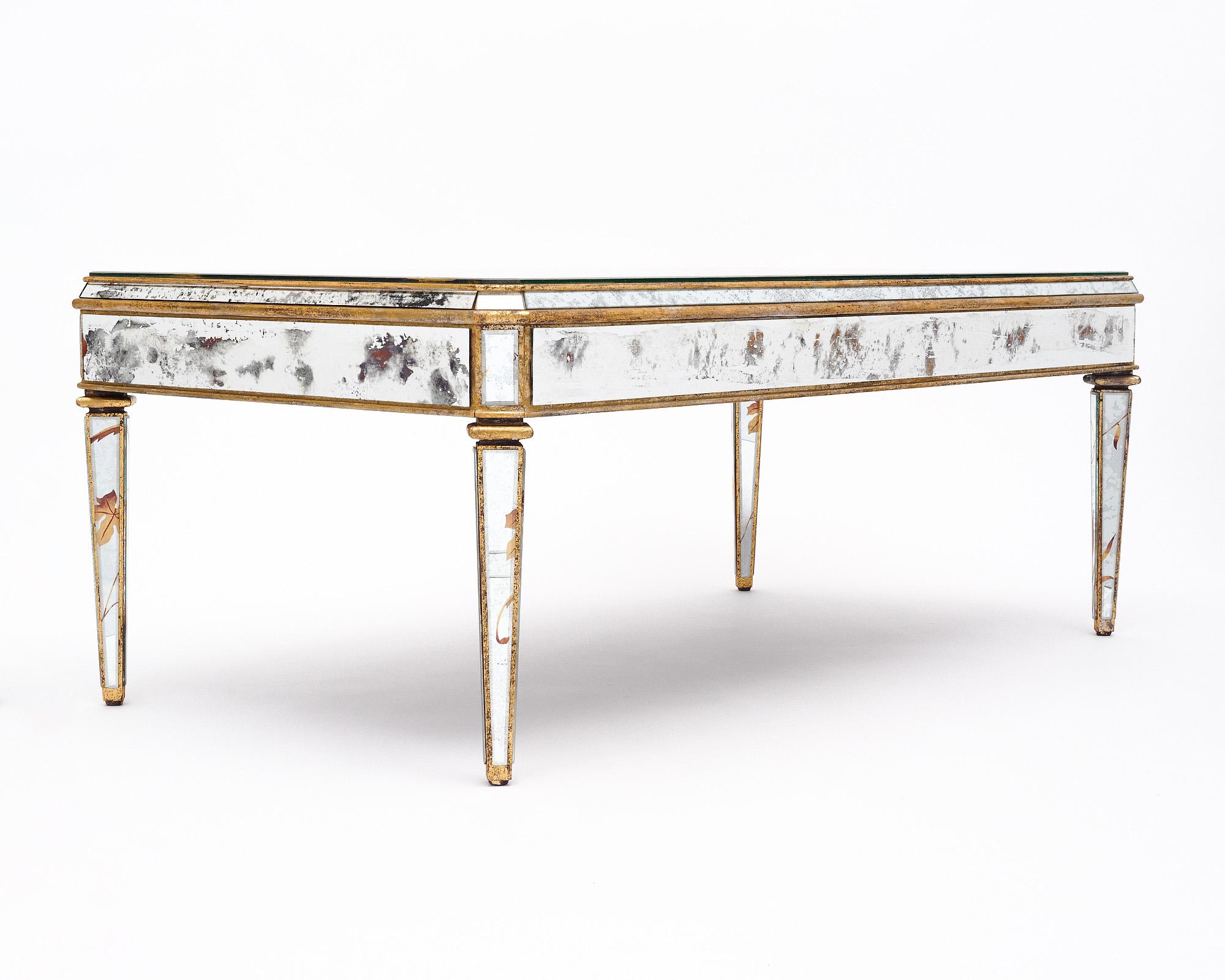 Art Deco Style French Mirrored Coffee Table For Sale 1