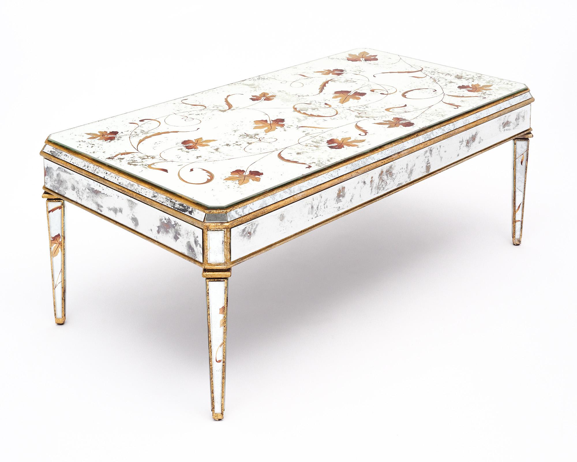 Art Deco Style French Mirrored Coffee Table For Sale 2