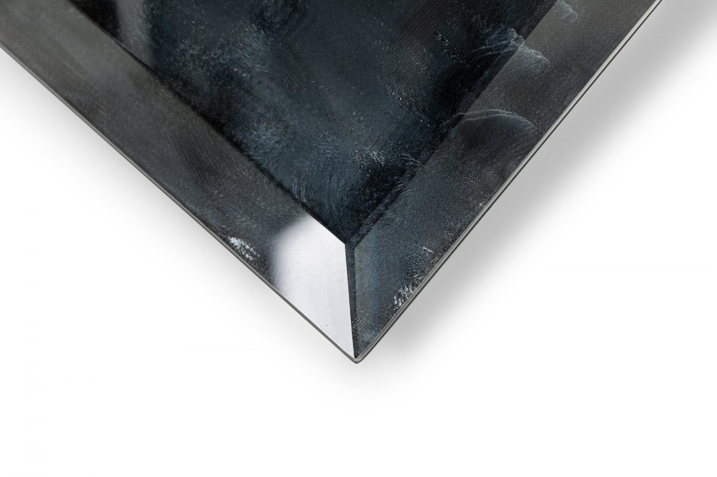 Beveled Art Deco Style French Triangular Skyscraper Form Wall Mirror For Sale