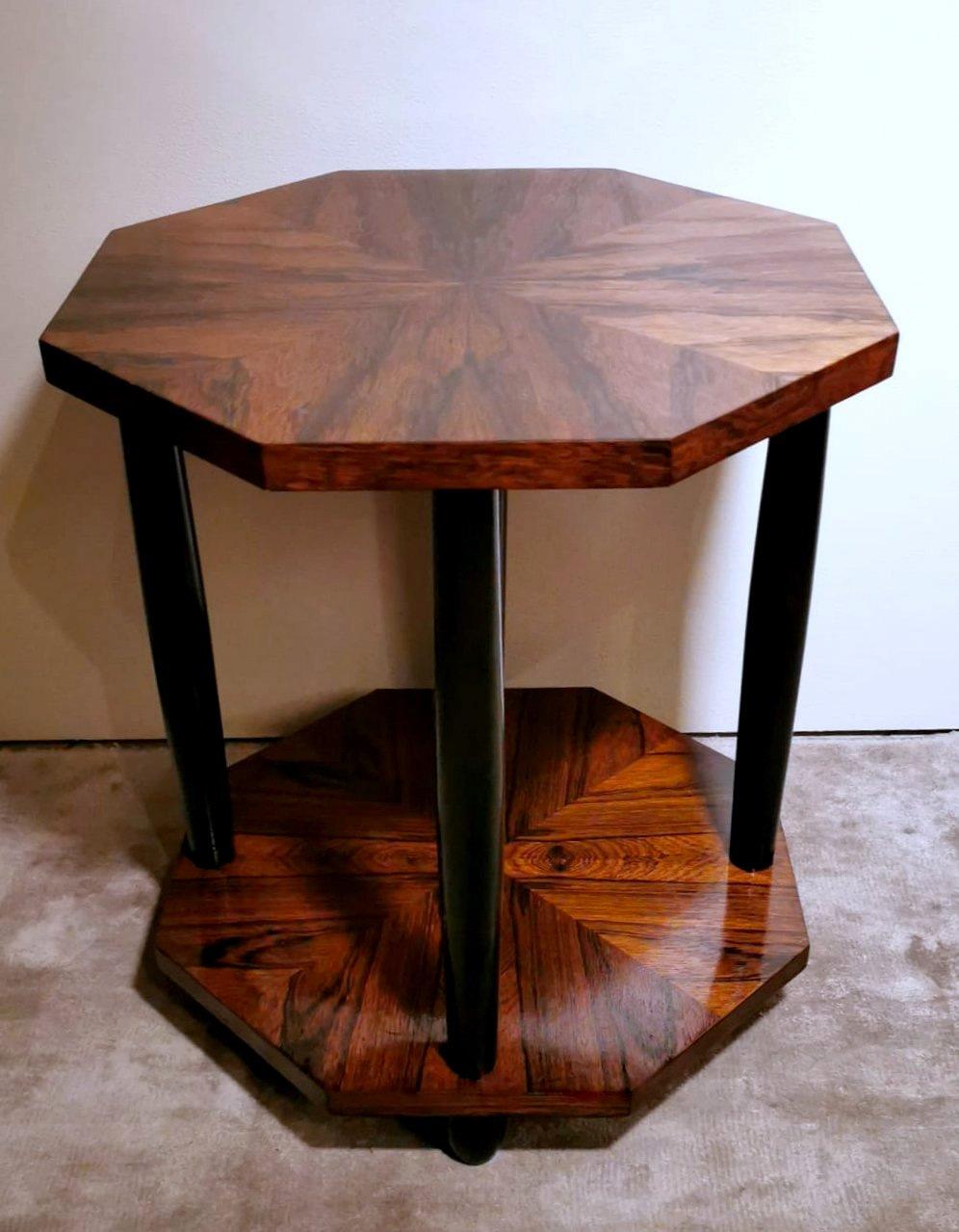 Polished Art Deco Style French Walnut Coffee-Tea Table