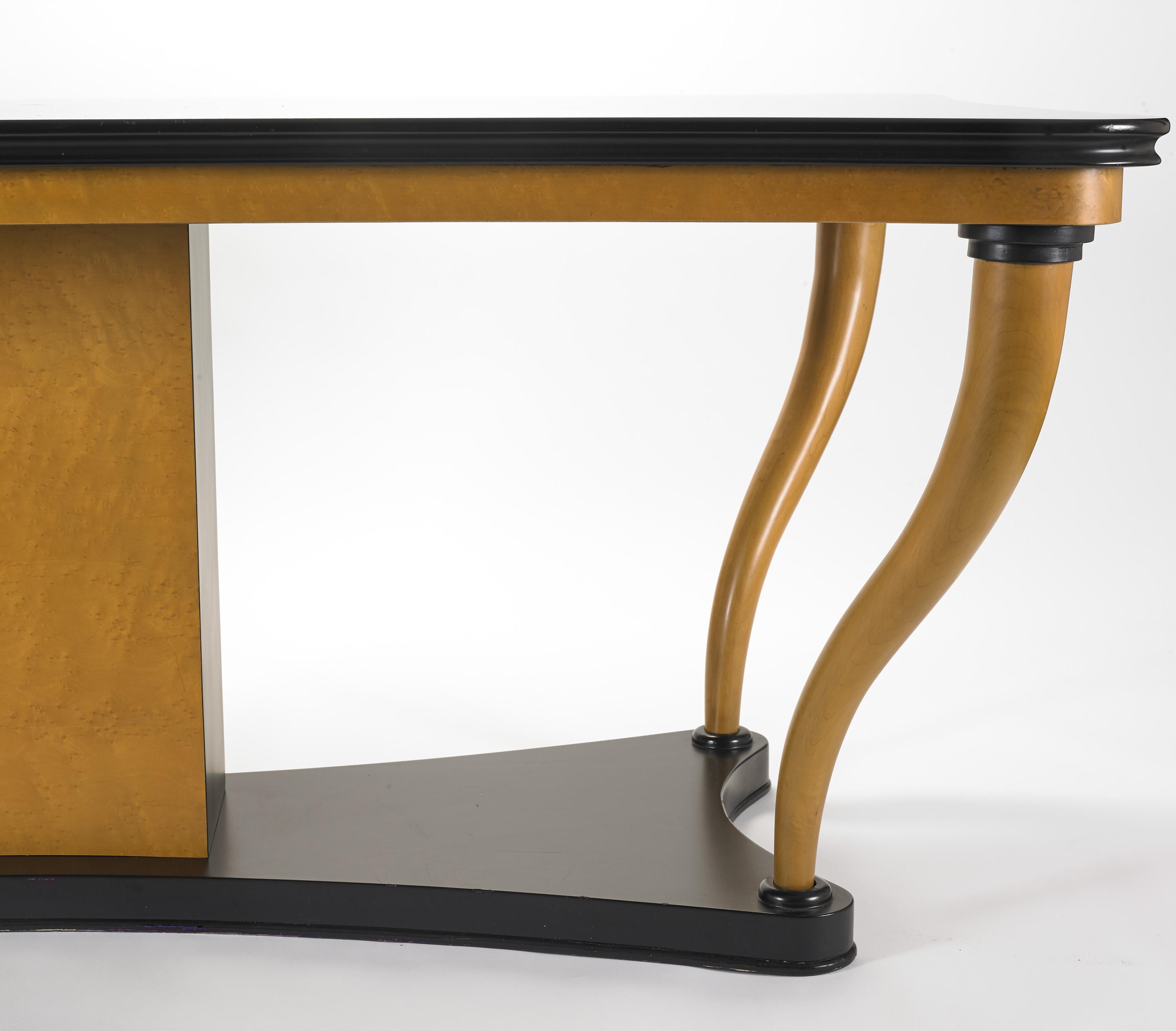Carved Art Deco Style French Wood Table For Sale