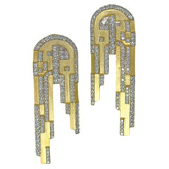 Orecchini a cascata in stile Art Déco in oro 18 carati e diamanti