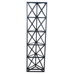 Retro Art Deco Style Geometric Metal & Glass Triangular Corner Shelf Etagere Stand