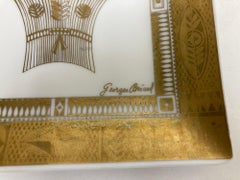 Milchglas-Tablettschale im Art-Déco-Stil von Georges Briard in goldenem Erntedesign, 22 K