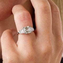 Anillo de compromiso de platino con un diamante de 3,00 quilates de la GIA, talla Asscher, estilo Art Déco