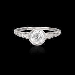 Art Deco Style GIA Bezel Set Diamond Ring
