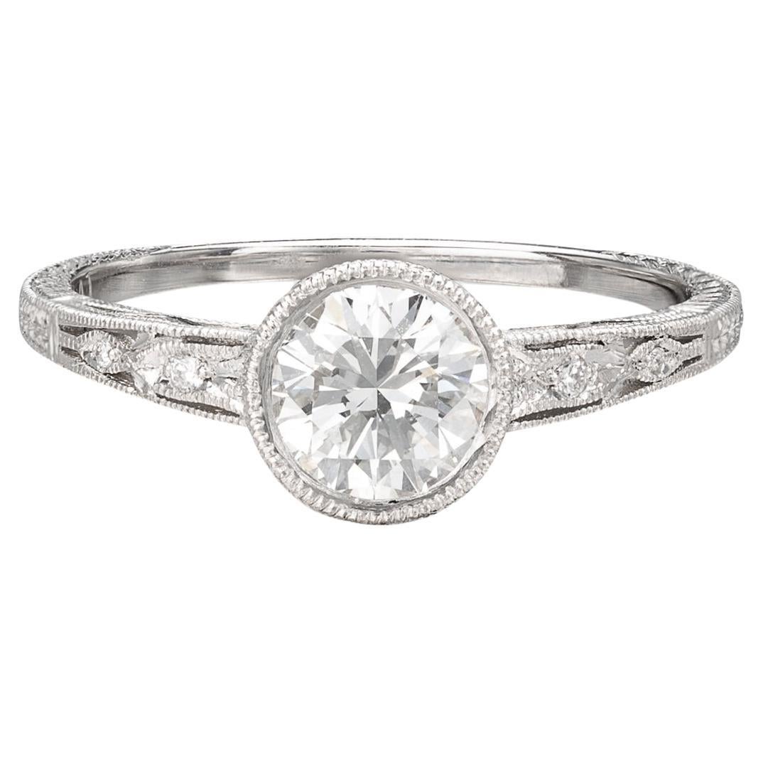 Art Deco Style GIA Bezel Set Diamond Ring