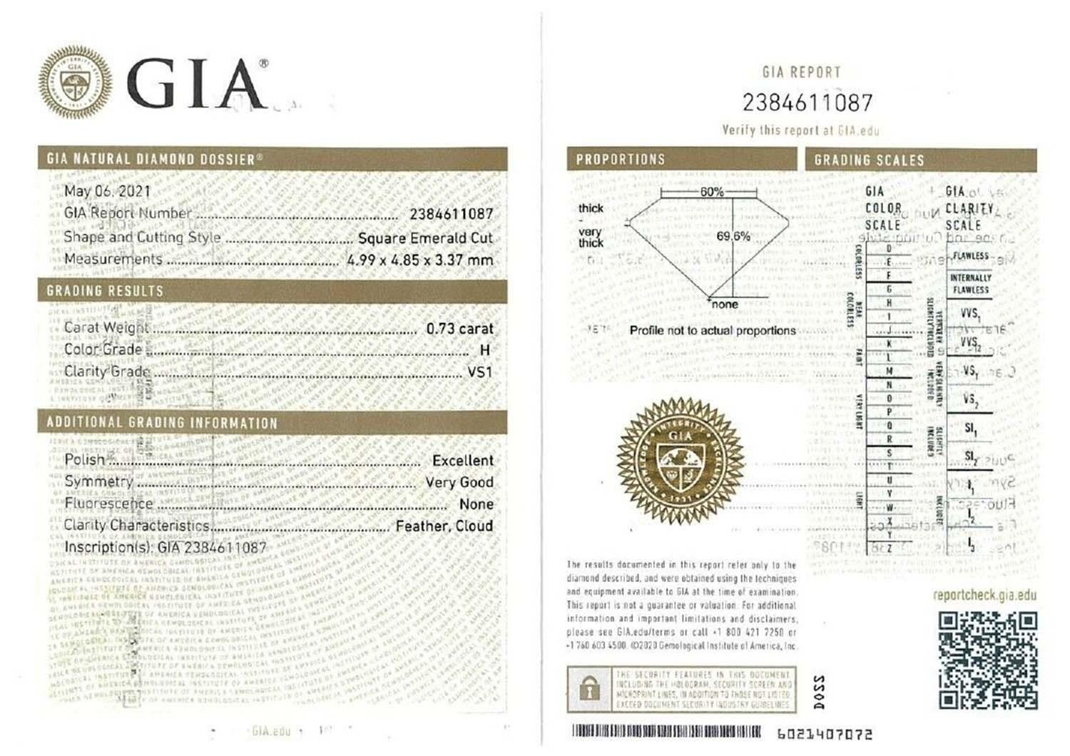 GIA-zertifiziert 1,47 Karat im Art déco-Stil. Ohrstecker aus 18 Karat Gold mit Diamanten im Angebot 2