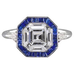 Art Deco Style GIA Certified 2.40 Carat D Color Flawless Asscher Diamond Ring