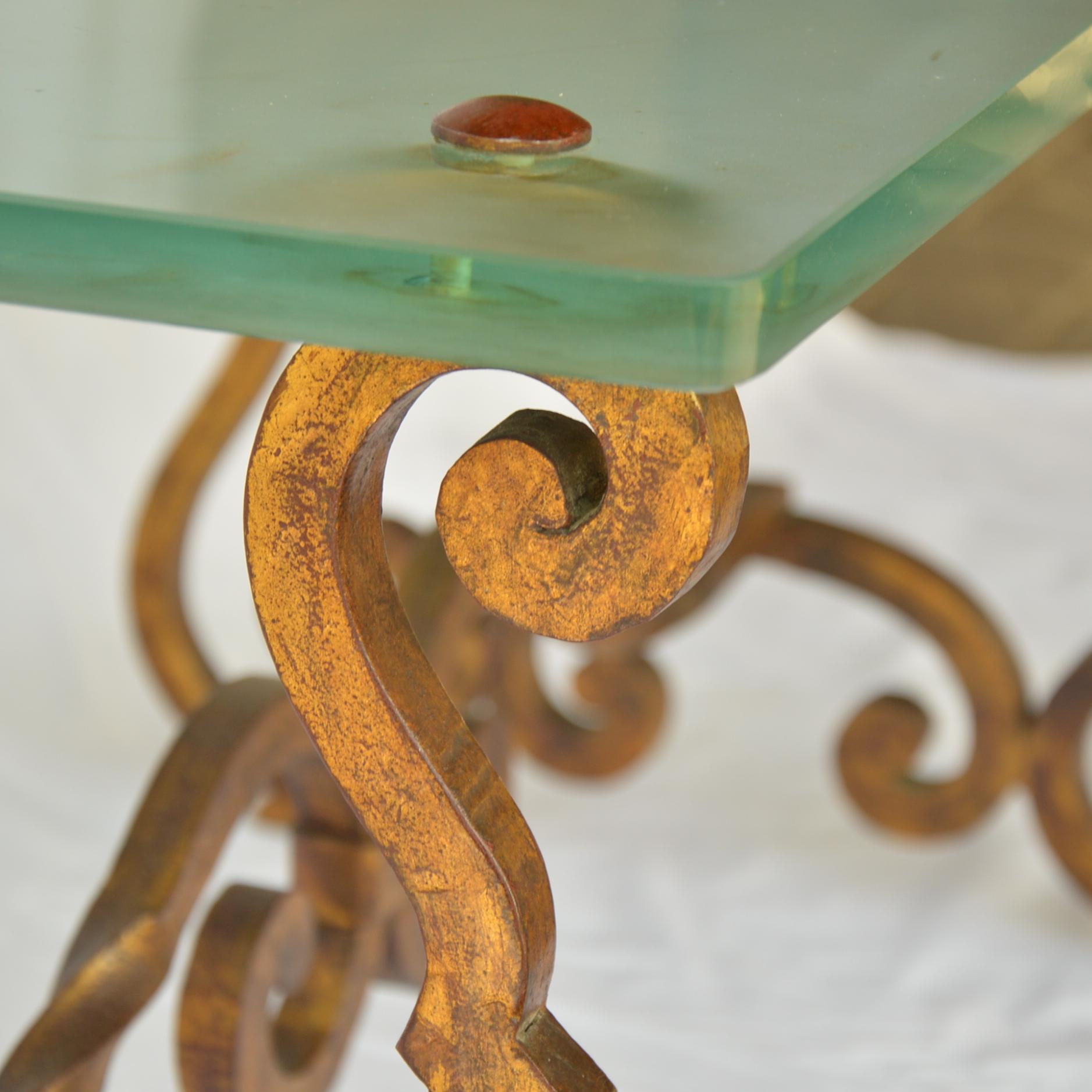 Art Deco Style Gilt Bronze Coffee Table with Glass Desktop For Sale 4