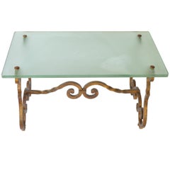 Art Deco Style Gilt Bronze Coffee Table with Glass Desktop