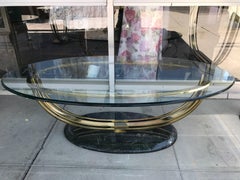 Art Deco Style Glass and Brass Coffee Table
