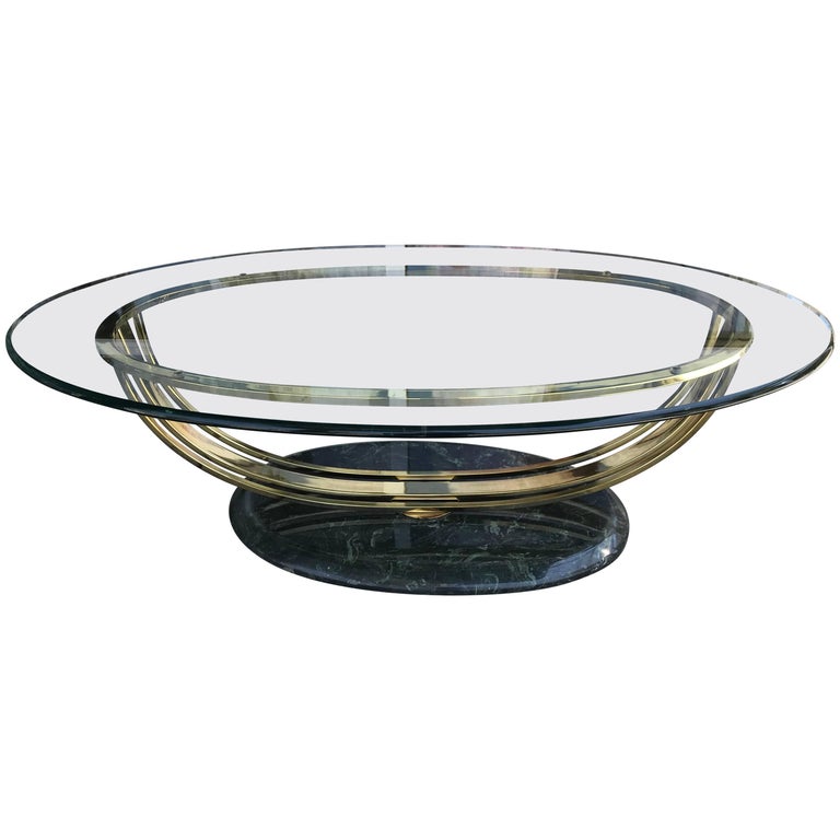 Art Deco Style Glass and Brass Coffee Table at 1stDibs