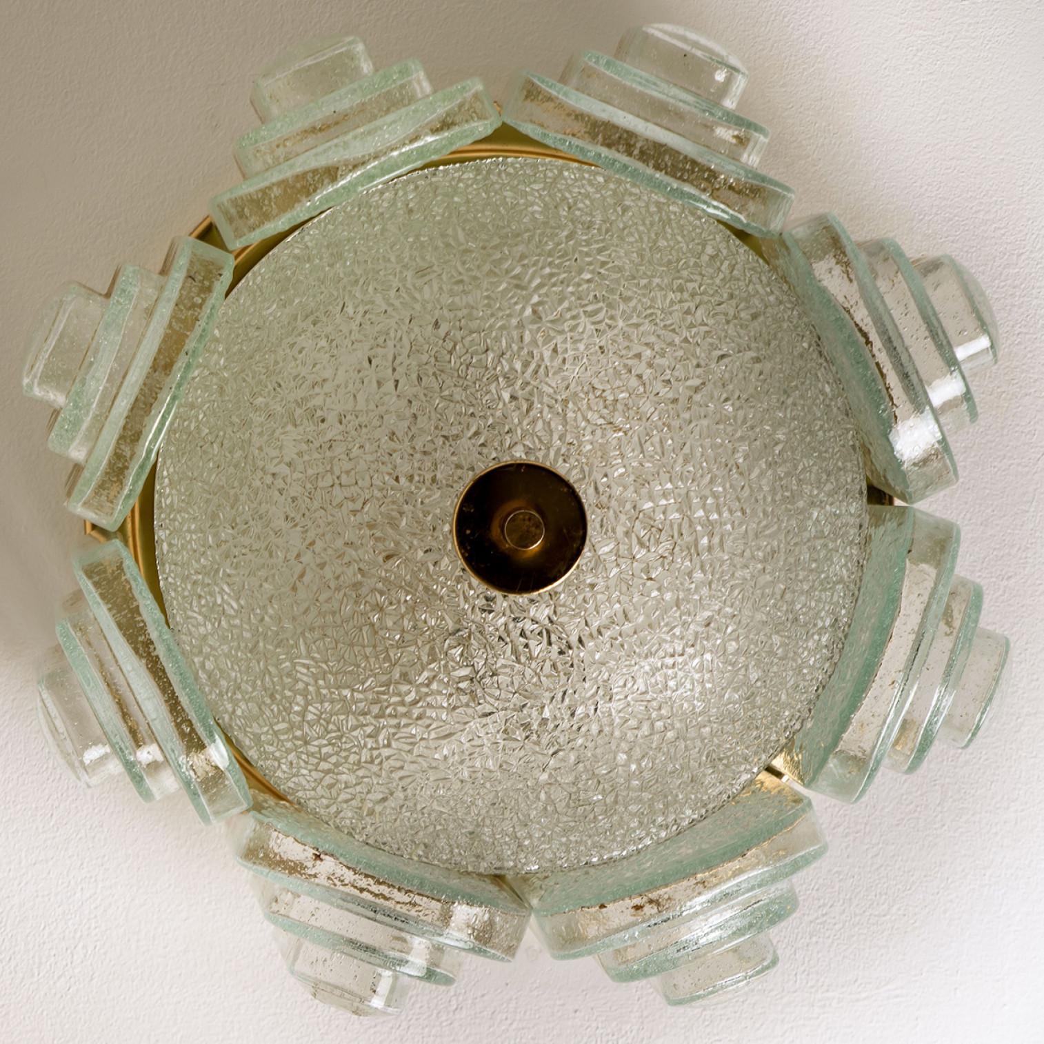 Art Deco Style Glass and Brass Flush mount by Doria Leuchten, 1960s For Sale 5