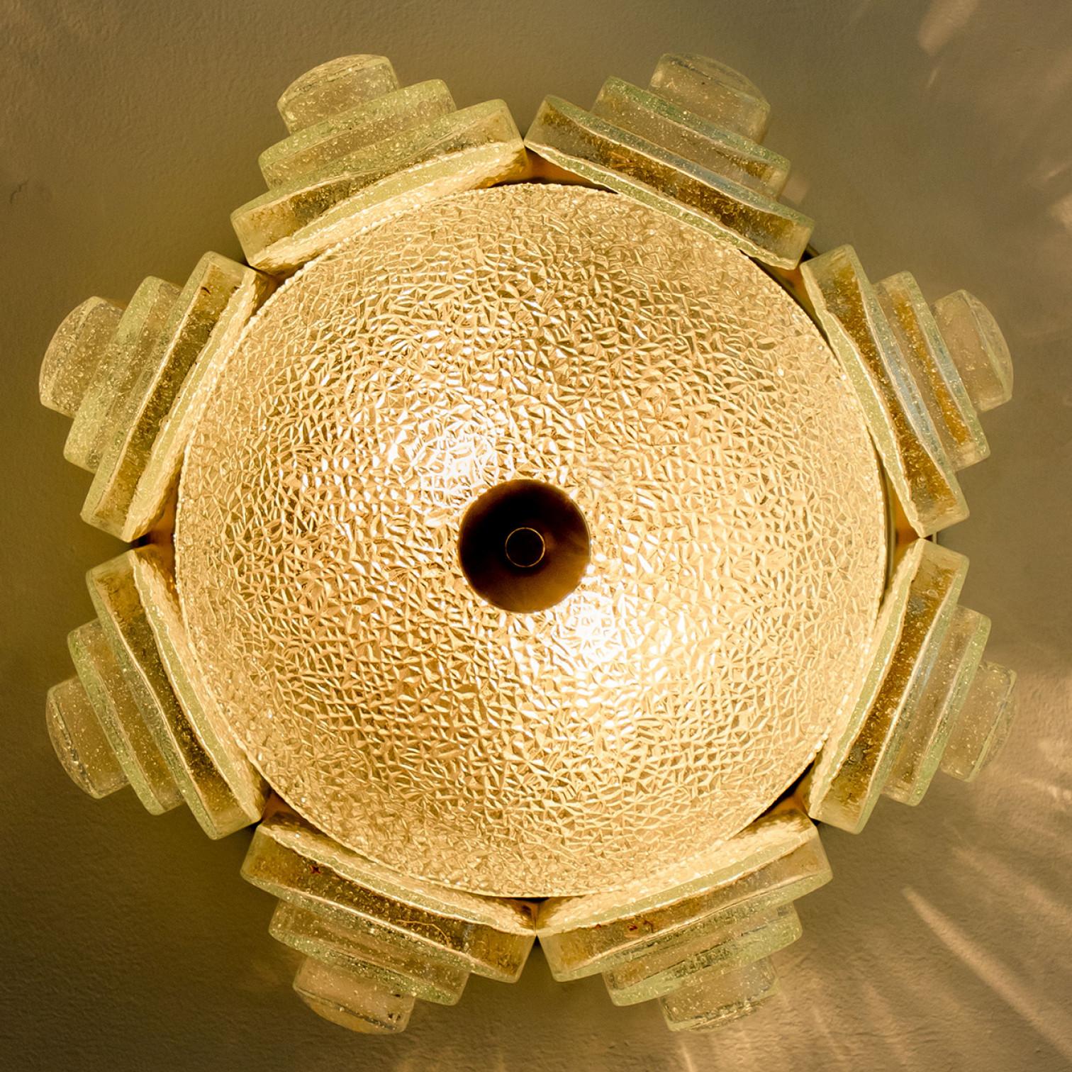 Art Deco Style Glass and Brass Flush mount by Doria Leuchten, 1960s 2