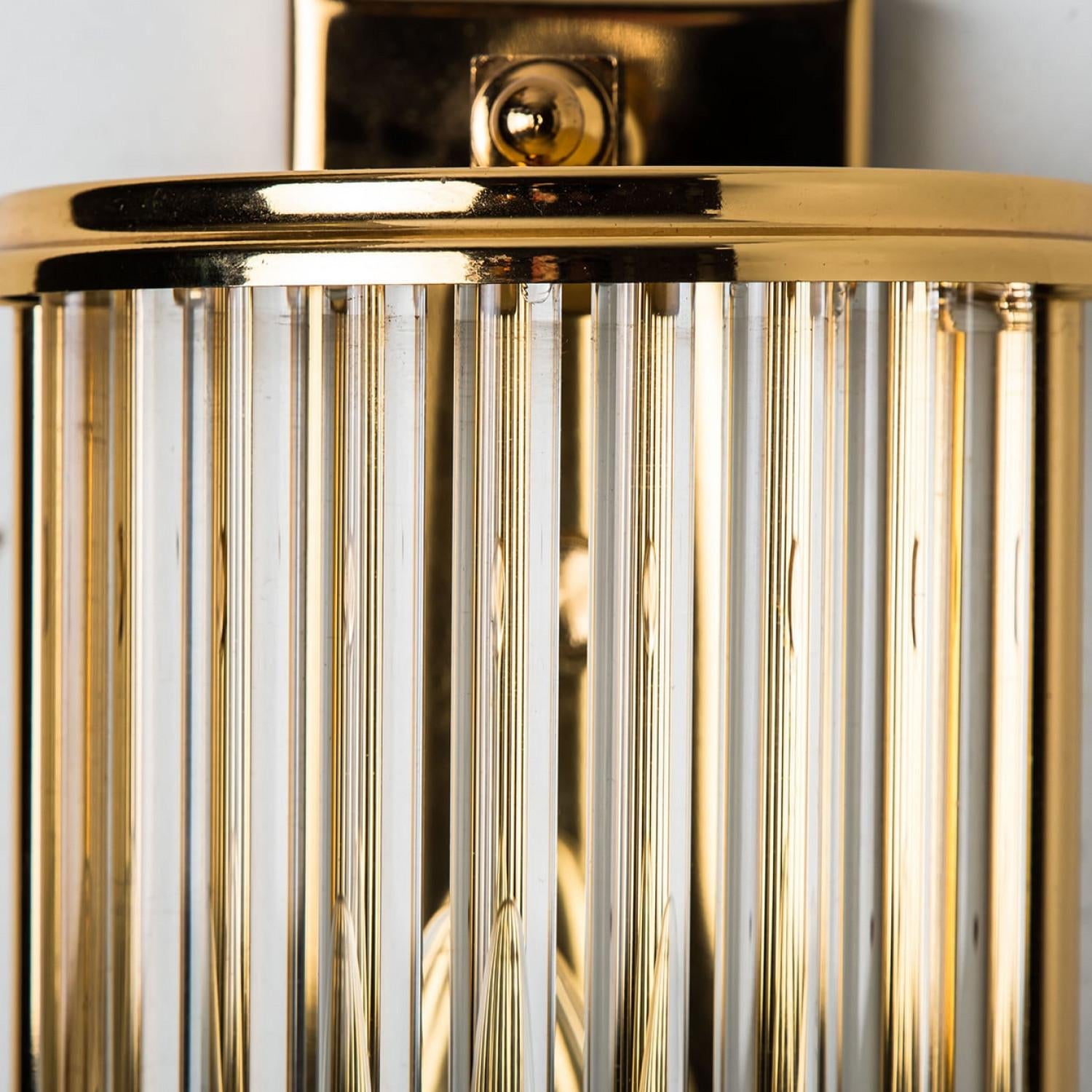 Art Deco Style Glass and Brass Wall lights, Italy 1970 For Sale 2