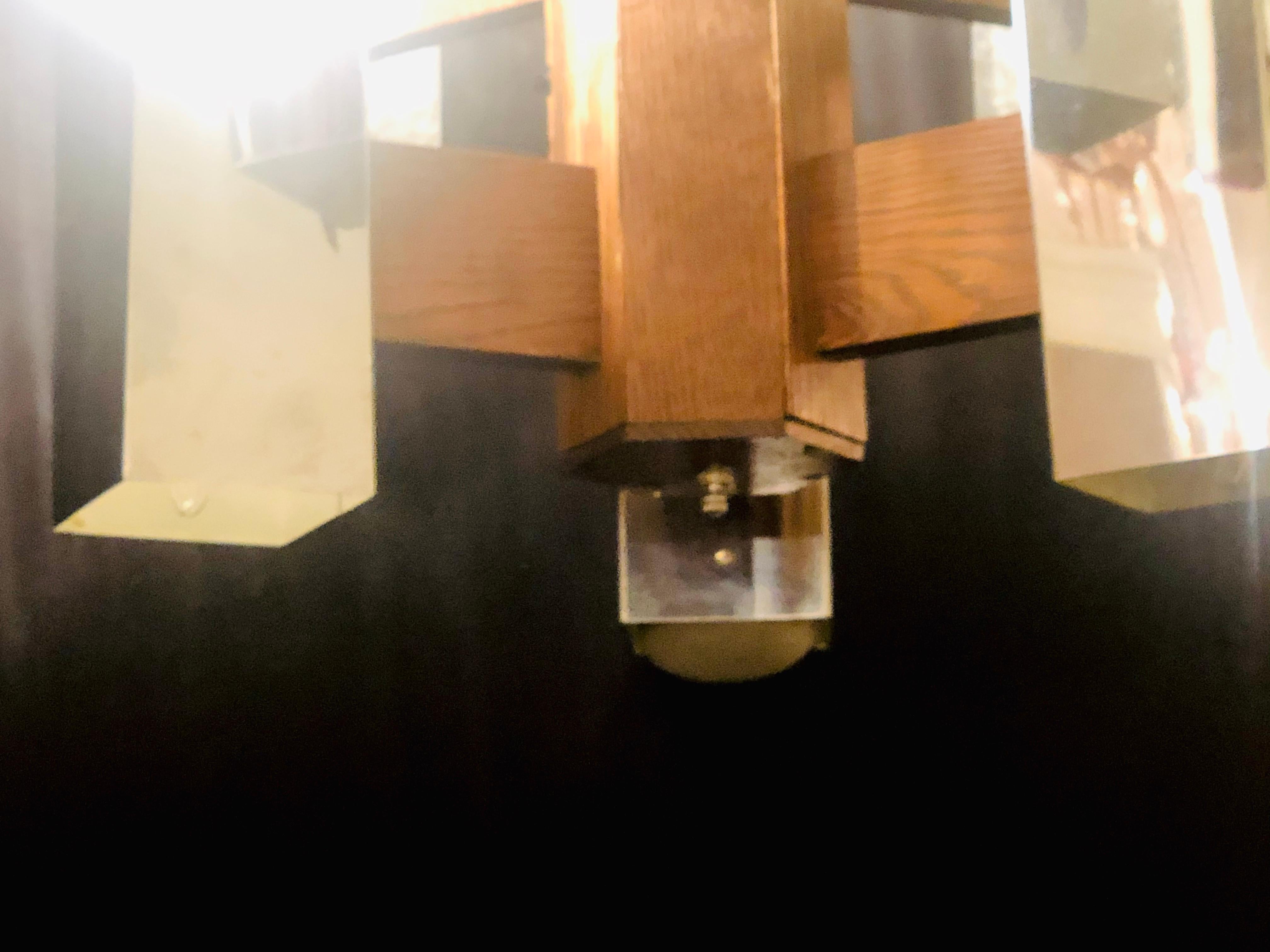 Lampadario in vetro e legno di radica in stile Art Déco con 12 luci e 2 livelli in vendita 8