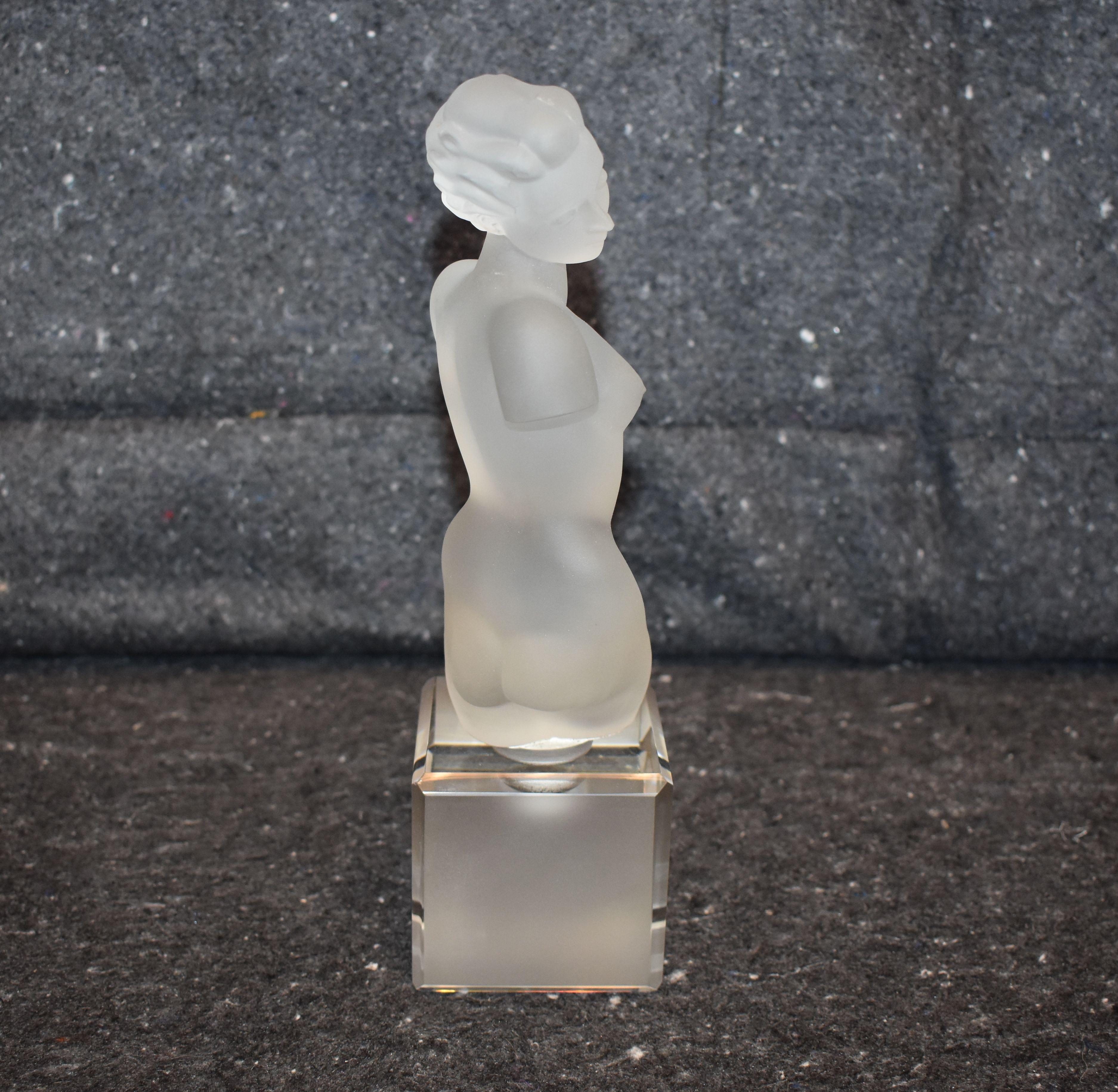 20th Century Art Deco Style GLass and Frosted Nude Female Sculpture