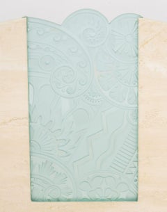 Art Deco Style Glass and Limestone Console Table